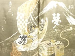 アンティーク　宝船模様肩裏男物羽織